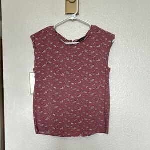 Abercrombie & Fitch Floral Pink, White, Black Sleeveless Boxy Muscle Top, XS